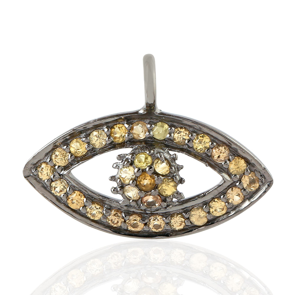 Yellow Sapphire Evil Eye Charm Pendant In Sterling Silver