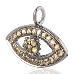 Yellow Sapphire Evil Eye Charm Pendant In Sterling Silver