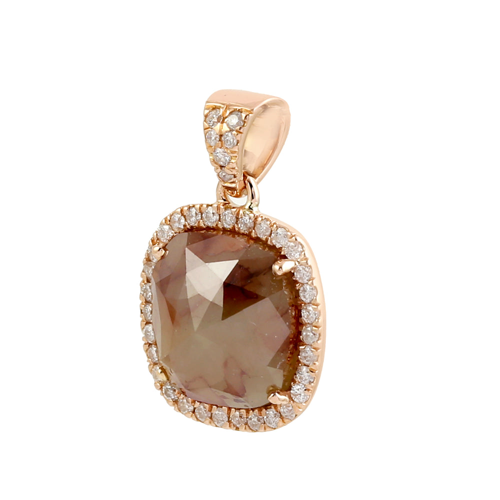 18K Rose Gold Pave Ice Diamond Designer Charm Pendant Jewelry