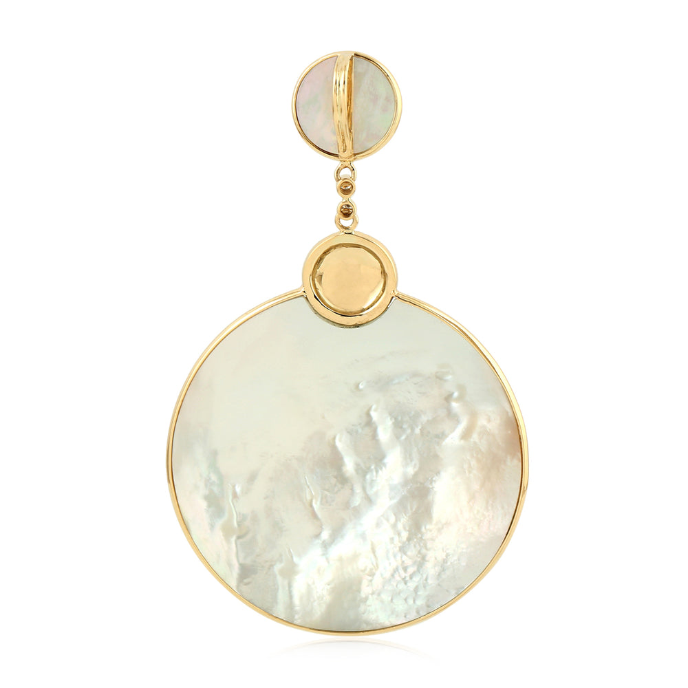 Floral & Bird Enamel Mother-of-Pearl & Diamond Pendant in 18K Yellow Gold