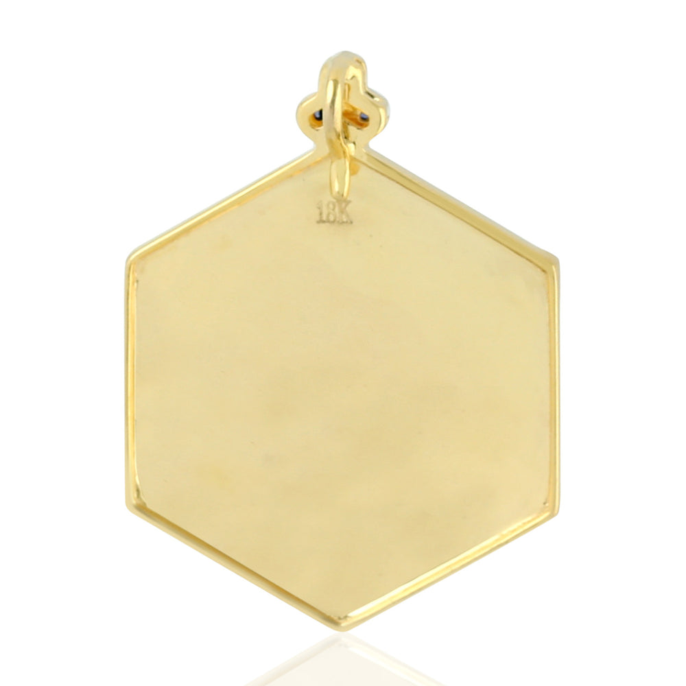 Hexagon Bee Pendant with Diamond & Gemstone Accents in 18K Gold