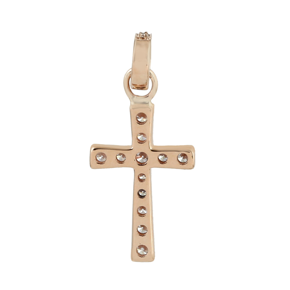 14K Rose Gold Pave Diamond Cross Mythological Pendant