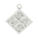 925 Sterling Silver Initial Charm Pendant For Gift
