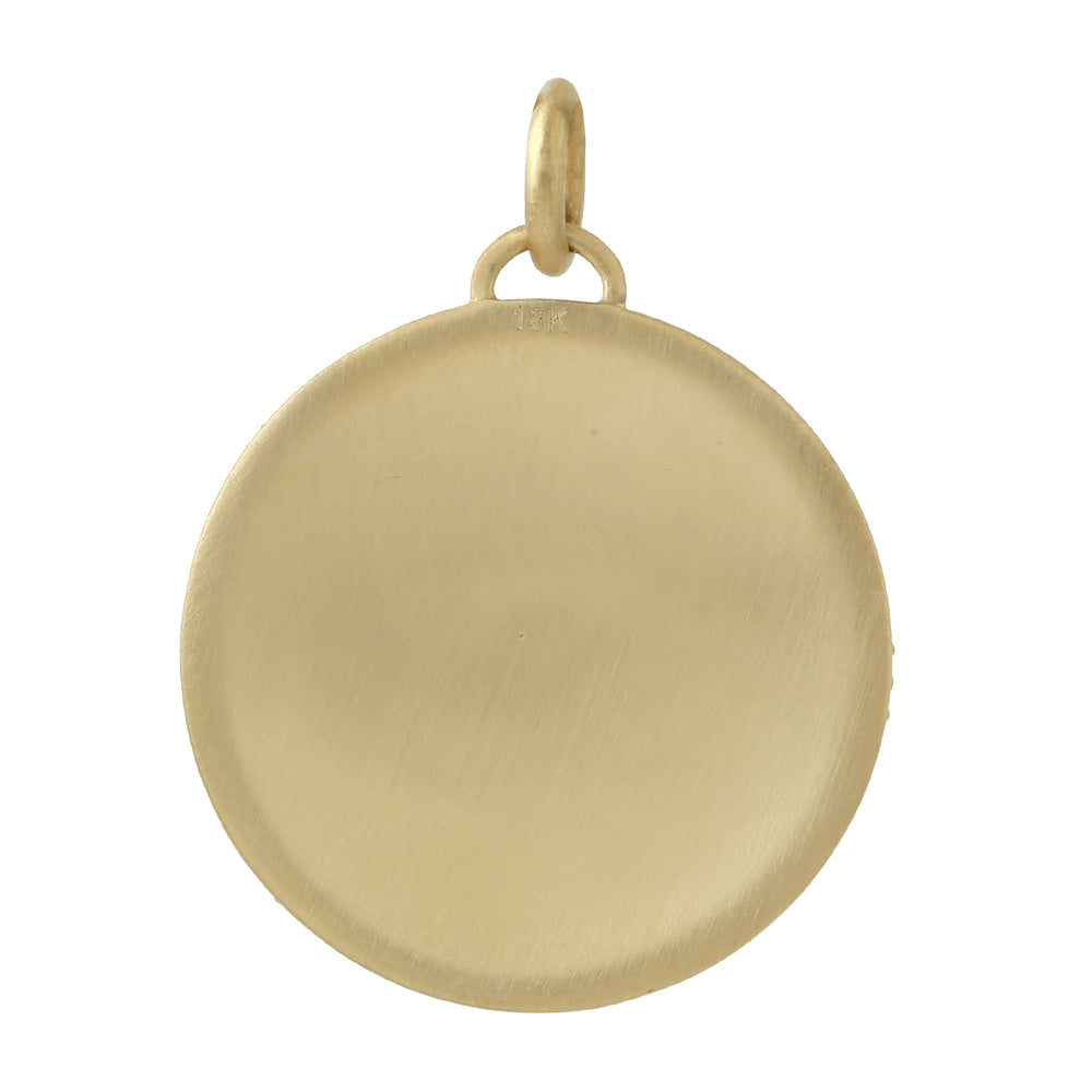 18K Yellow Gold Pave Diamond Evil Eye Enamel Charm Pendant