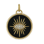 Natural Pave Diamond Eye Star Charm Enamel 18k Yellow Gold Gift