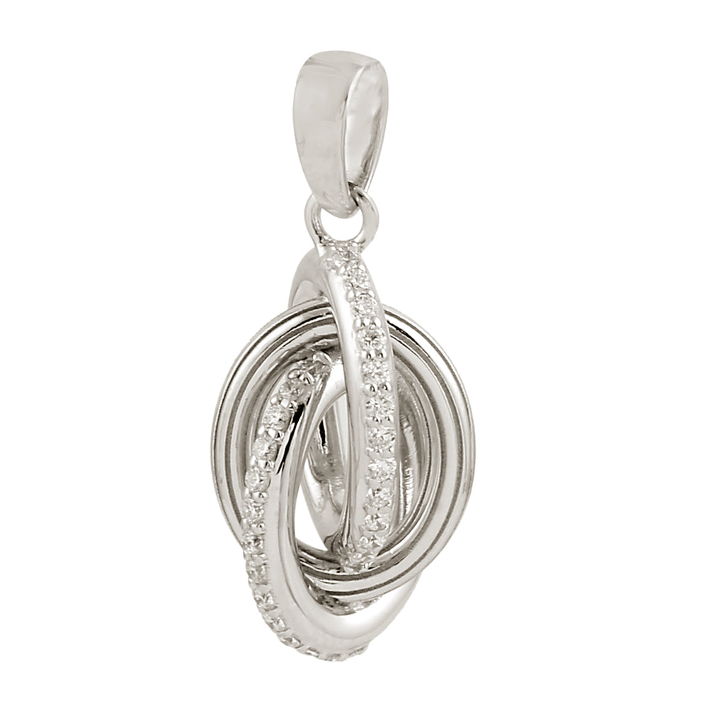 18K White Gold Pave Diamond Interlock Charm Pendant For Her