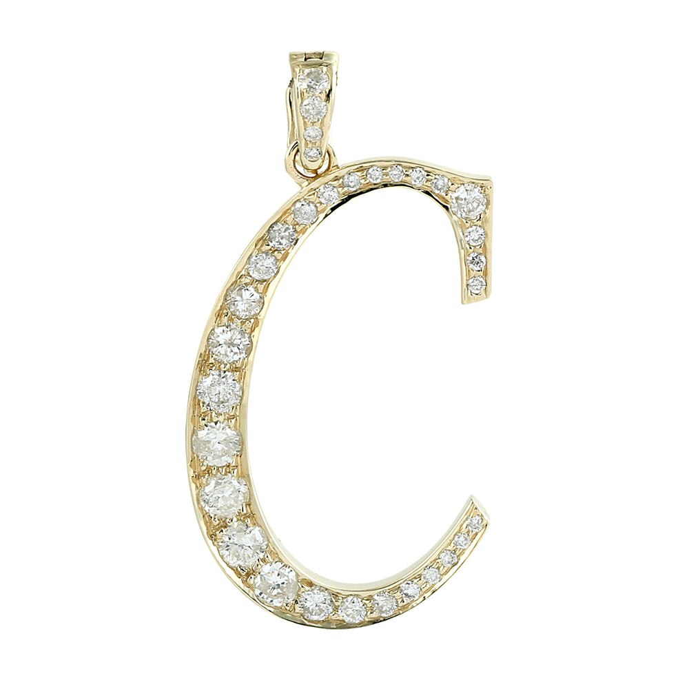 Natural Diamond “C” Initial Pendant in 14K Yellow Gold