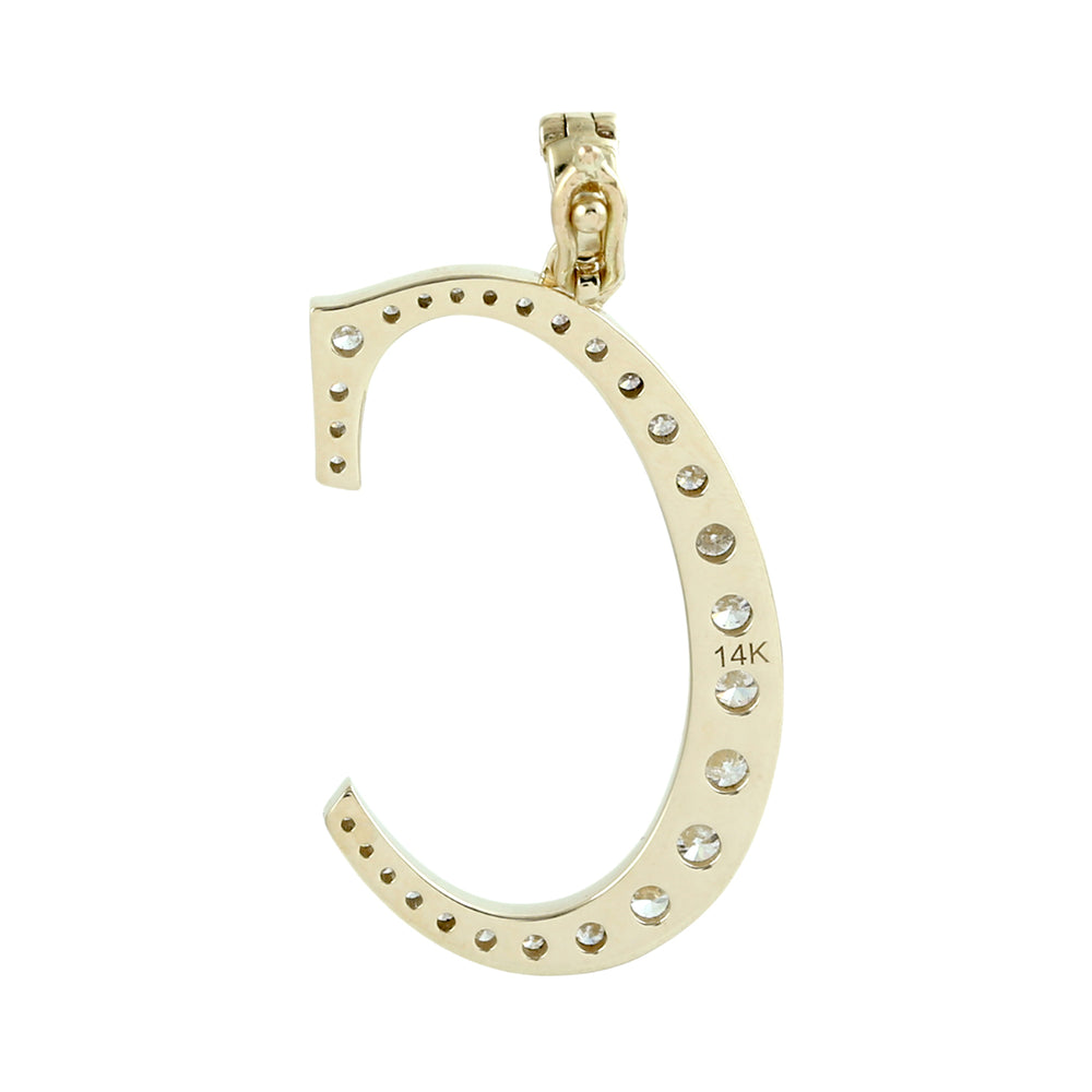 Natural Diamond “C” Initial Pendant in 14K Yellow Gold
