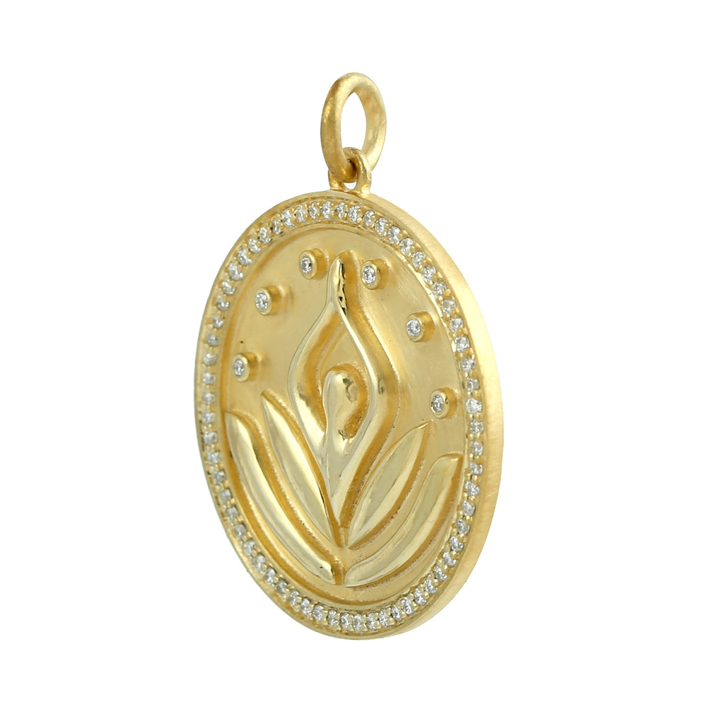 14K Yellow Gold Yoga Charm Pendant with Pave Diamonds – Meaningful Gift Jewelry