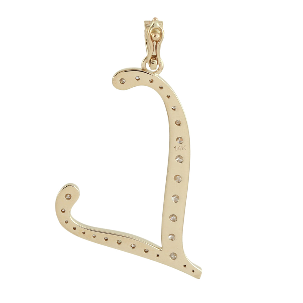 Natural Diamond "L" Initial Alphabet Pendant in 14K Yellow Gold