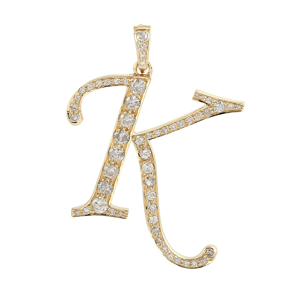 Diamond Script Initial Pendant “K” in 14K Yellow Gold