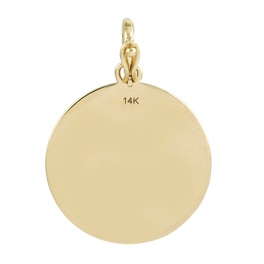 Sagittarius Zodiac Medallion Pendant with Diamond & Emerald in 14K Yellow Gold