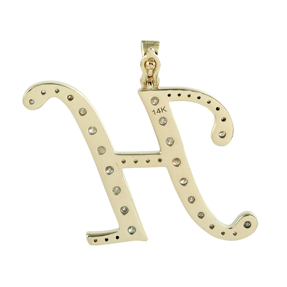 Diamond Script Initial Pendant “H” in 14K Yellow Gold