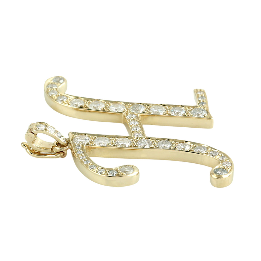 Diamond Script Initial Pendant “H” in 14K Yellow Gold