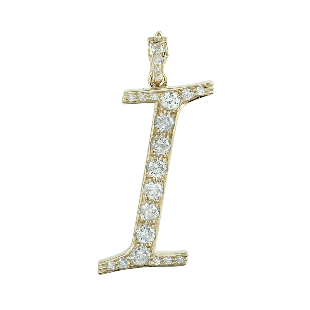 Diamond Script Initial Pendant “I” in 14K Yellow Gold