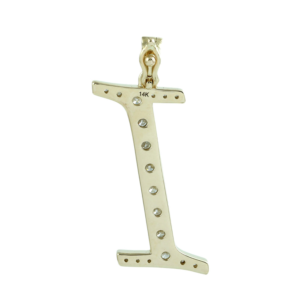 Diamond Script Initial Pendant “I” in 14K Yellow Gold