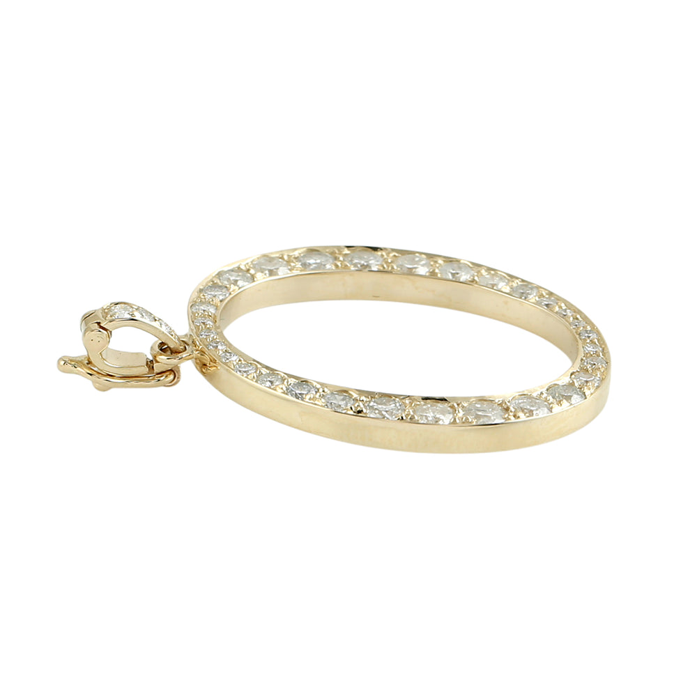 14K Yellow Gold Micro Pave Diamond "O" Initial Alphabet Pendant