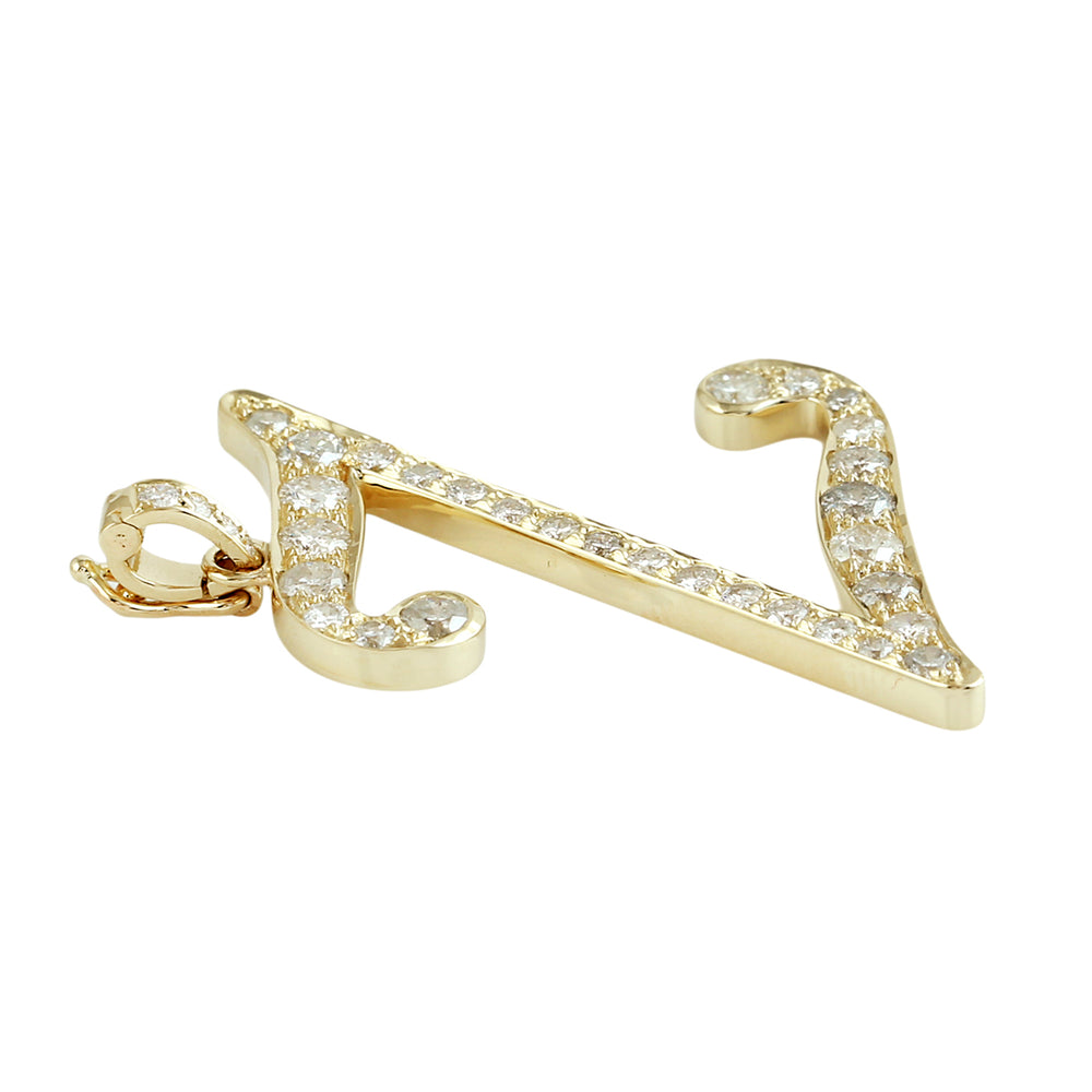 14K Yellow Gold Micro Pave Diamond "Z" Initial Alphabet Pendant