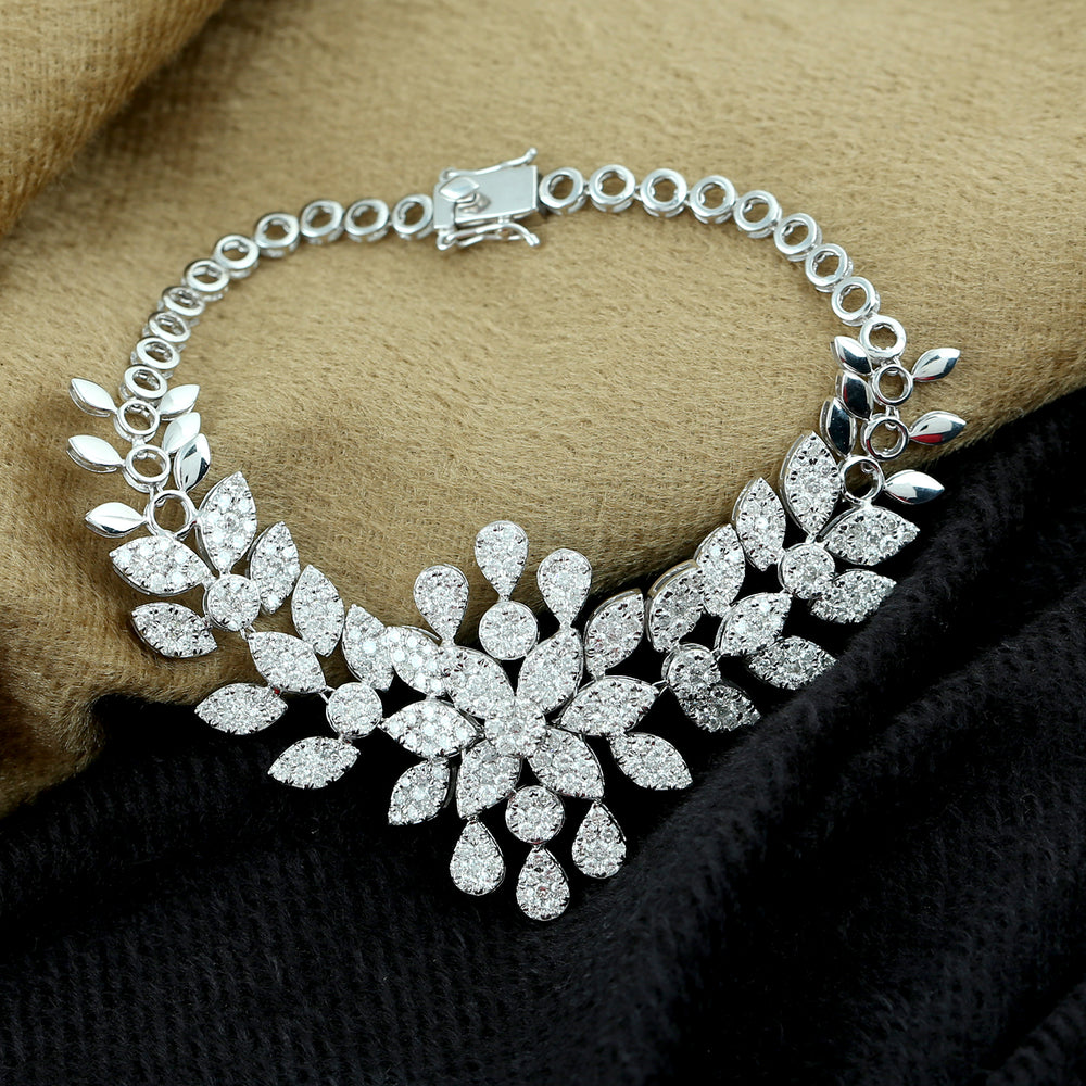 18K White Gold Studded Natural Diamond Designer Bracelet For Her