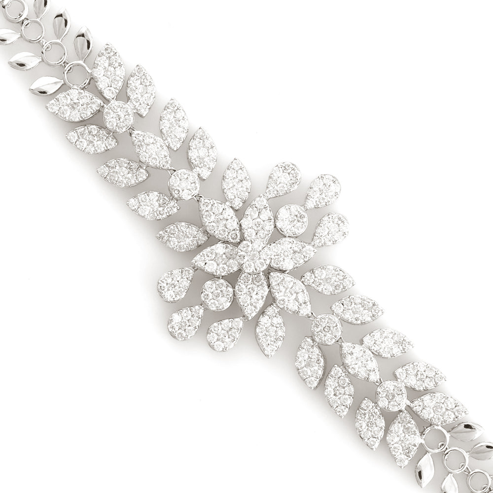 18K White Gold Studded Natural Diamond Designer Bracelet For Her