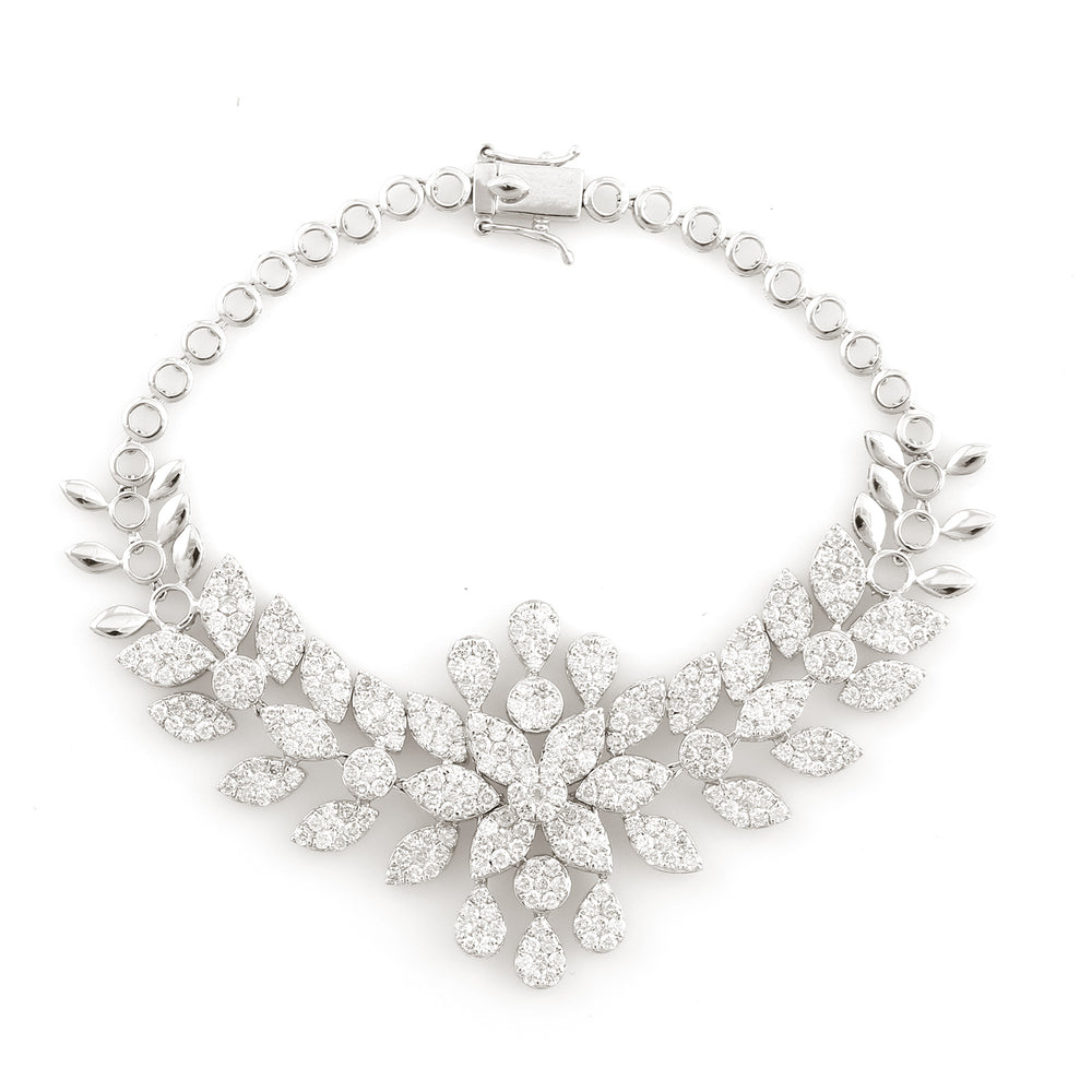 18K White Gold Studded Natural Diamond Designer Bracelet For Her