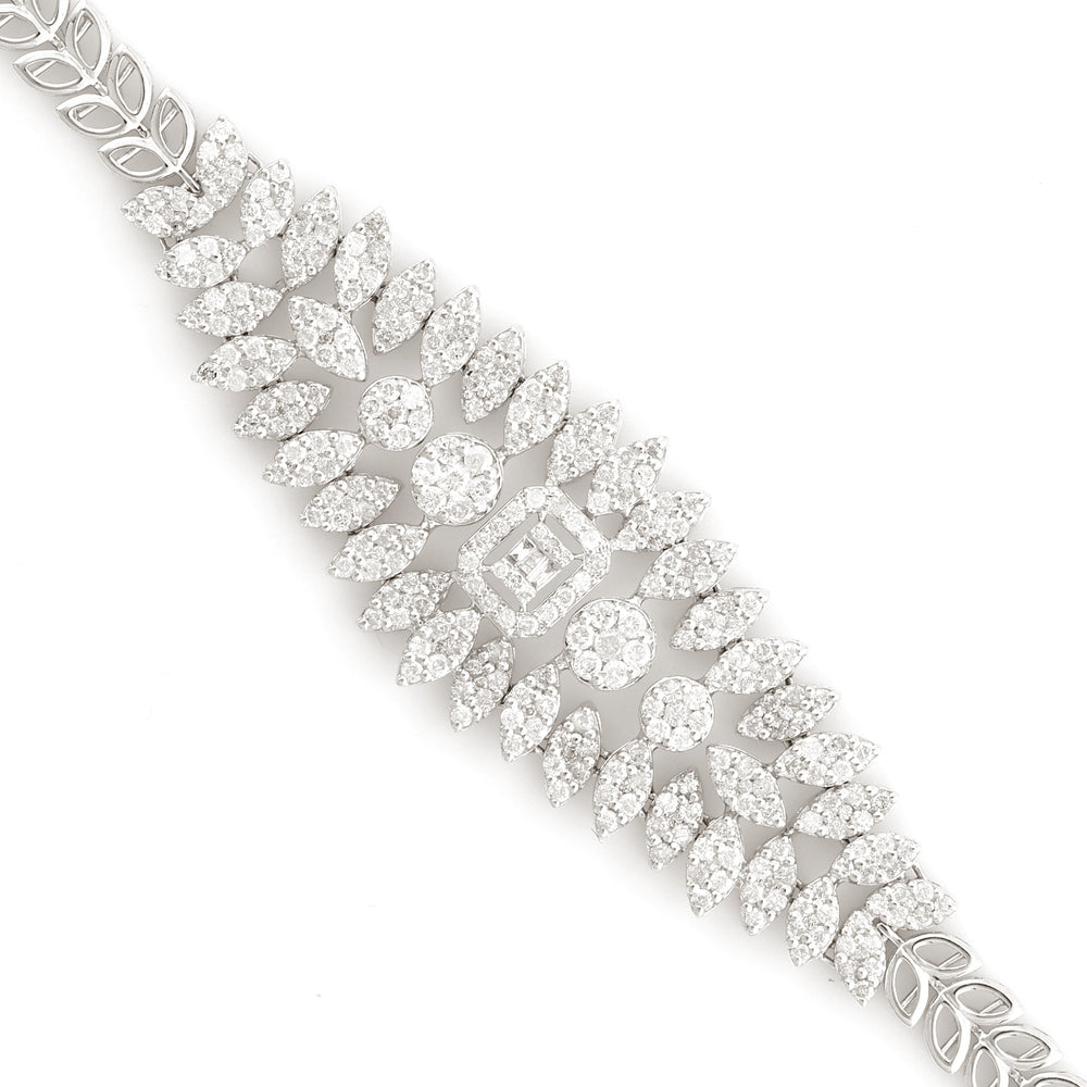 18K White Gold Pave Studded Natural Diamond Wedding Designer Bracelet For Her