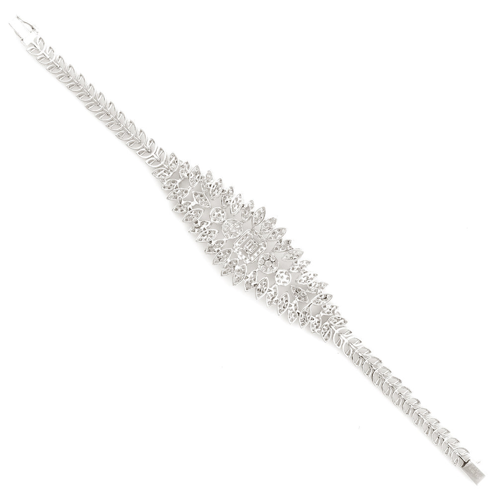 18K White Gold Pave Studded Natural Diamond Wedding Designer Bracelet For Her