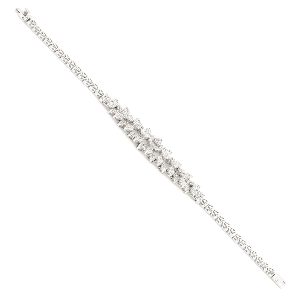 18K White Gold Pave Studded Natural Diamond Wedding Designer Bracelet For Her