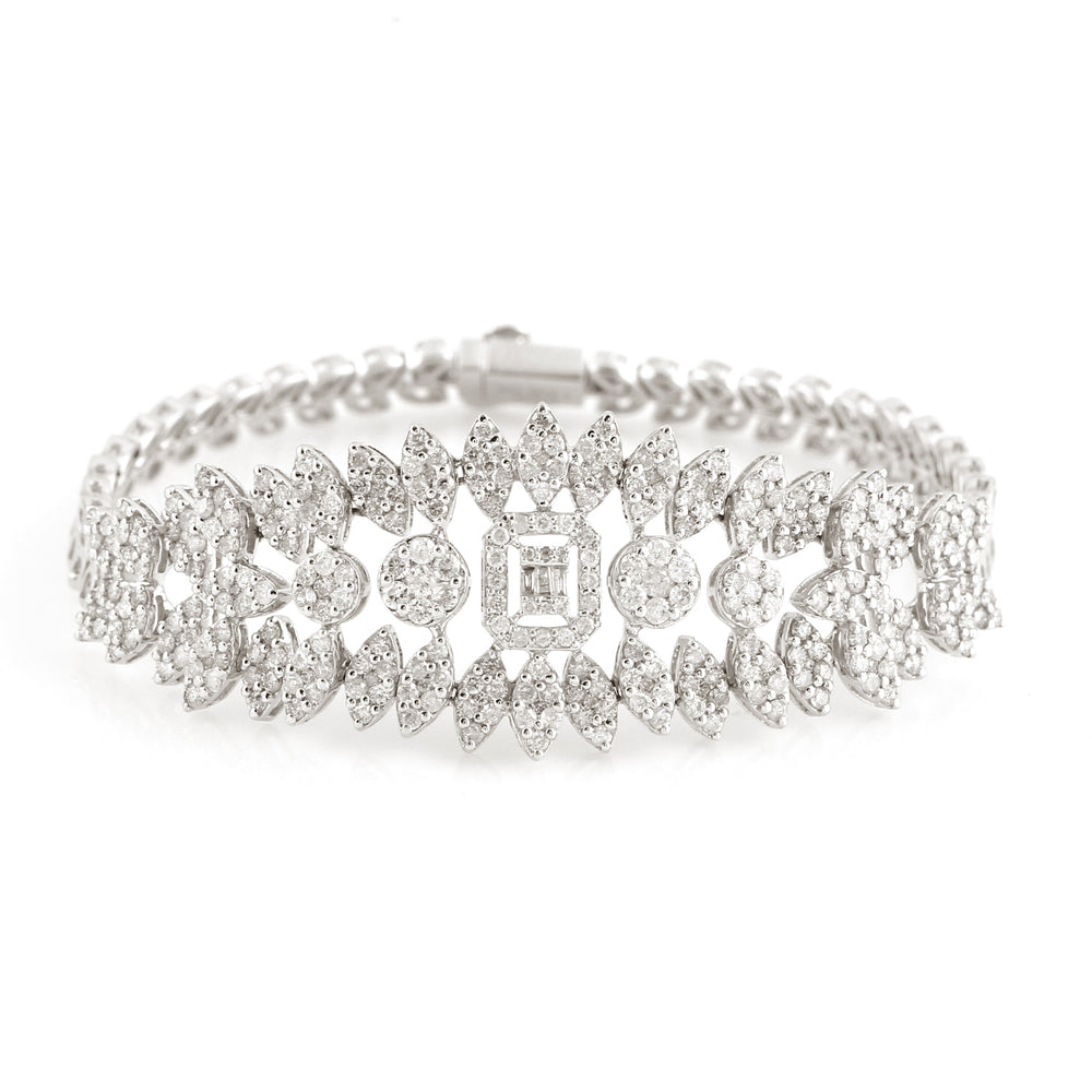 18K White Gold Pave Studded Natural Diamond Wedding Designer Bracelet For Her