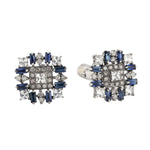 Baguette Sapphire Diamond Cufflink 925 Sterling Silver Handmade Jewelry