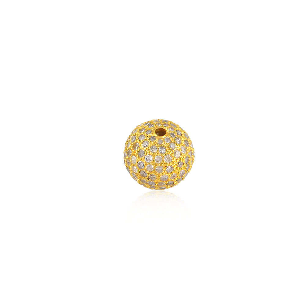 18K Yellow Gold Pave Diamond Bead Ball Finding