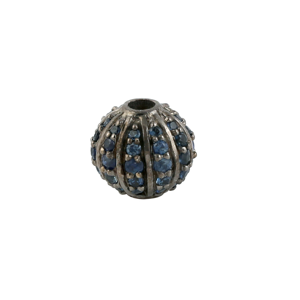 Bead Ball Finding Blue Sapphire 925 Sterling Silver Handmade Jewelry