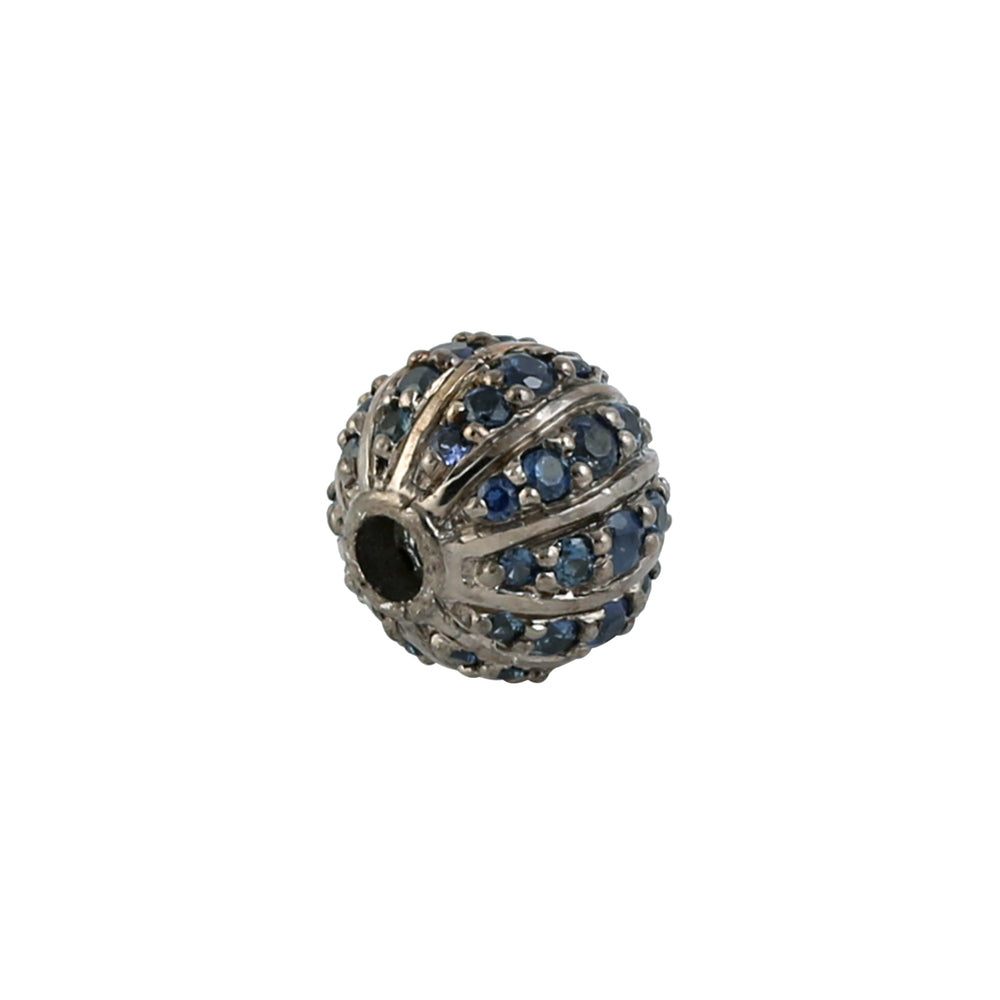 Bead Ball Finding Blue Sapphire 925 Sterling Silver Handmade Jewelry