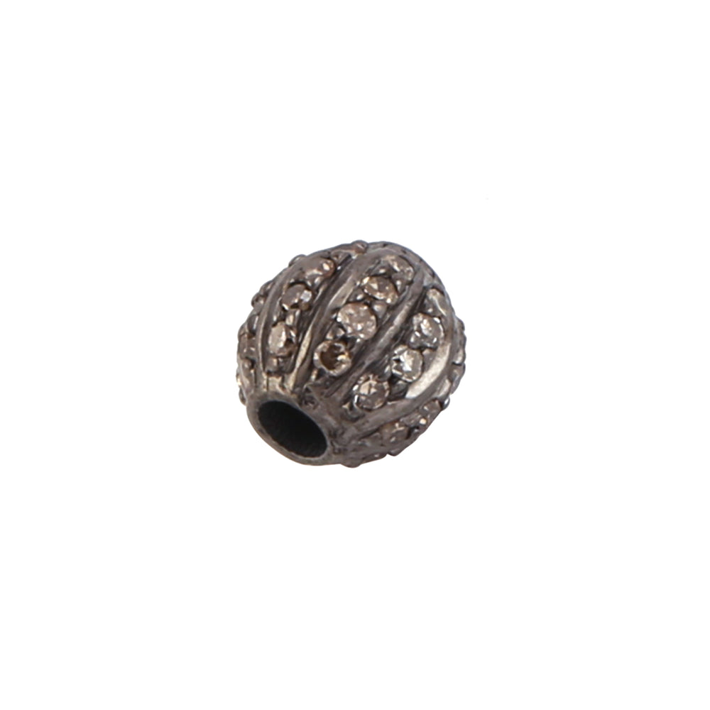 925 Sterling Silver Pave Diamond Bead Ball Spacer Finding Jewelry