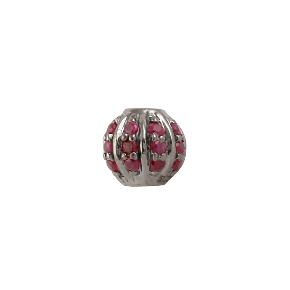 925 Sterling Silver Pave Ruby Bead Ball Finding Handmade Jewelry