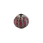 925 Sterling Silver Pave Ruby Bead Ball Finding Gemstone Jewelry