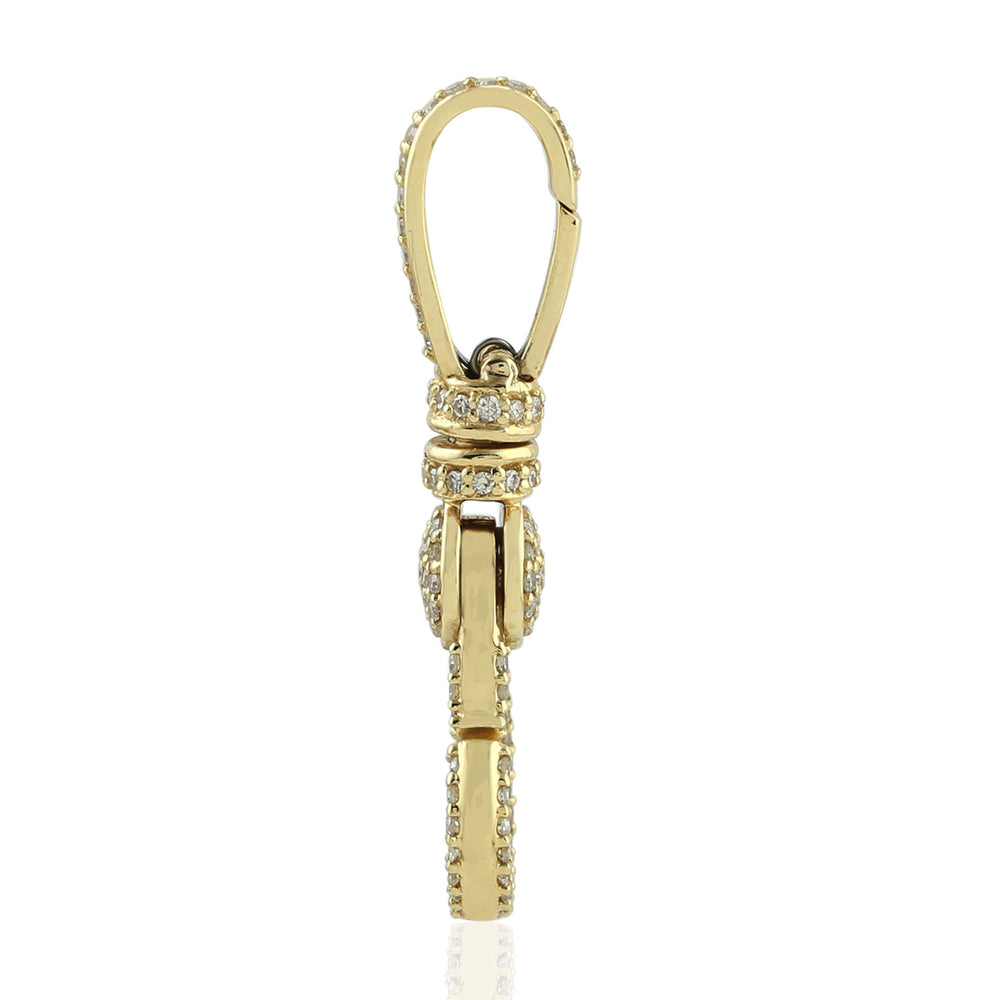 18K Yellow Gold Pave Natural Diamond Designer Lock Finding