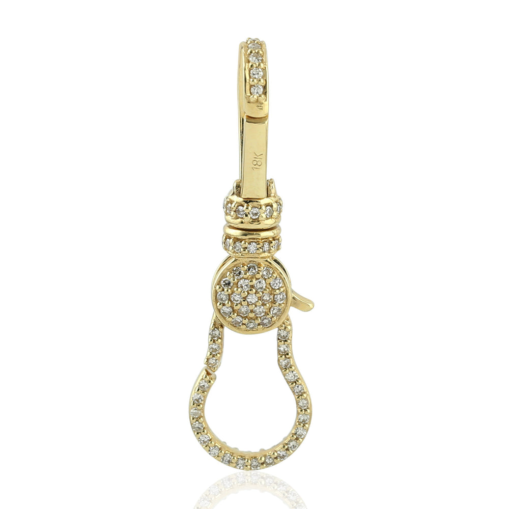 18K Yellow Gold Pave Natural Diamond Designer Lock Finding