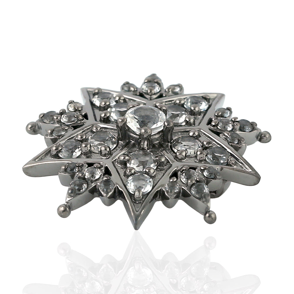 925 Sterling Silver Star Burst Design Jewelry Findings Topaz Stone