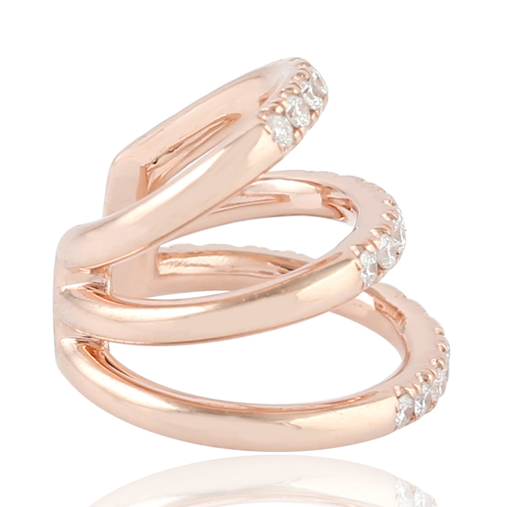 Triple Row Diamond Pavé Open Finding in 18K Rose Gold
