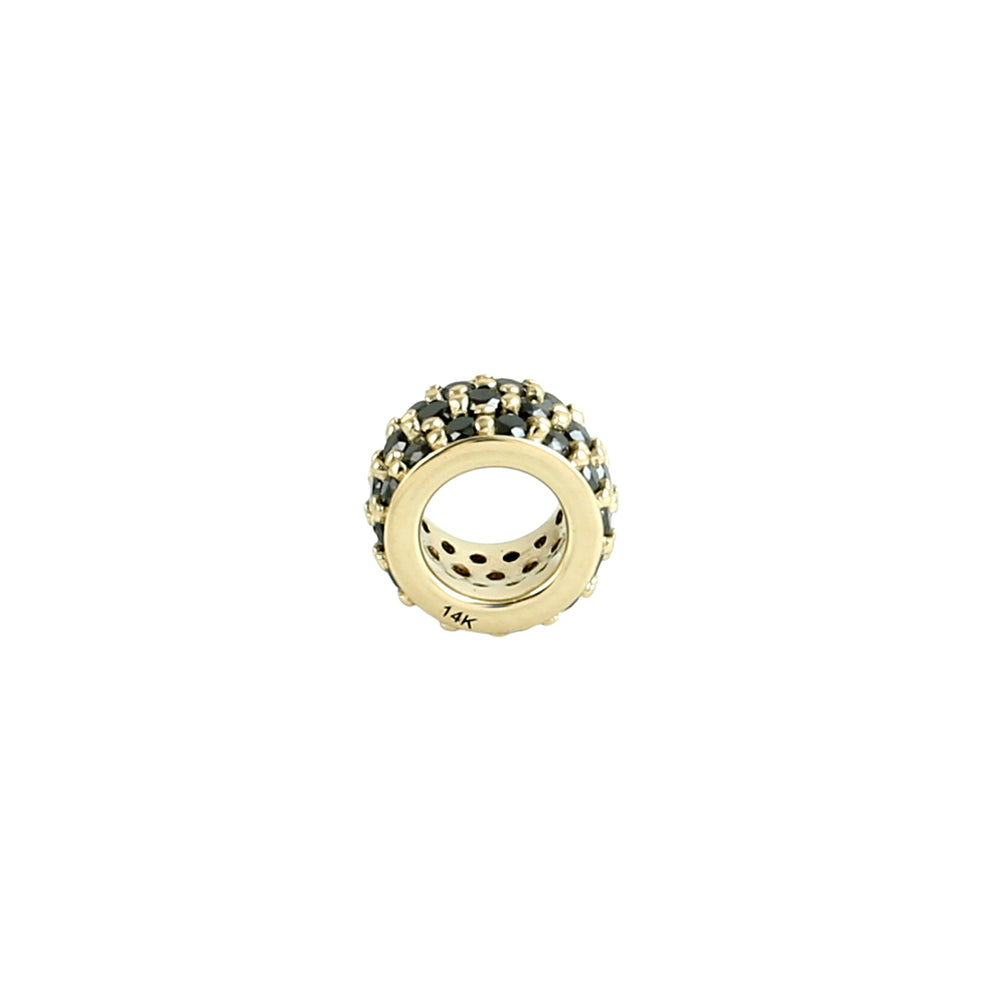 14K Yellow Gold Micro Pave Black Diamond Spacer Finding