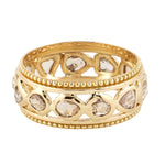18k Yellow Gold Rose Cut Diamond Band Ring Handmade Jewelry
