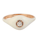 14k Rose Gold Natural Diamond Ring Enamel Jewelry For Gift