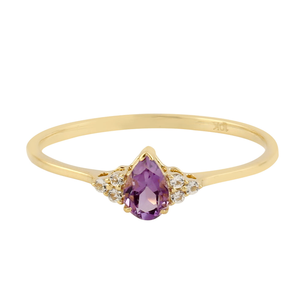 Pear Cut Amethyst Topaz 10k Yellow Gold Ring For Her