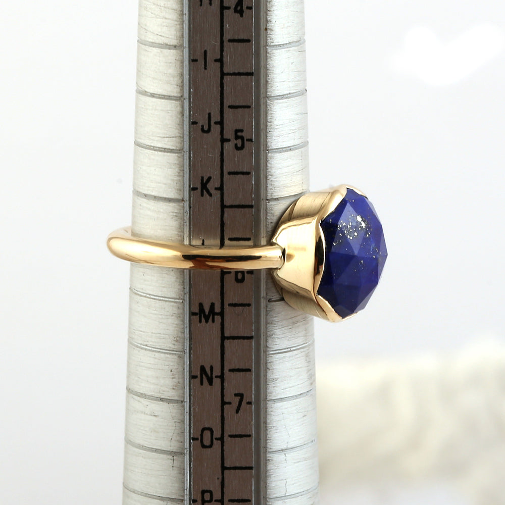 Bezel Set Lapis Lazuli Handmade Designer Ring In Solid 18k Yellow Gold