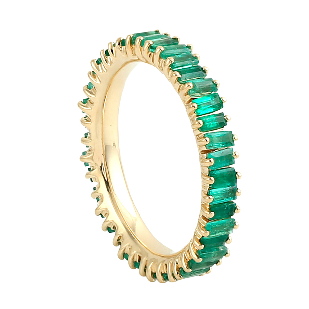 Baguette Emerald Eternity Band Ring in 18K Yellow Gold