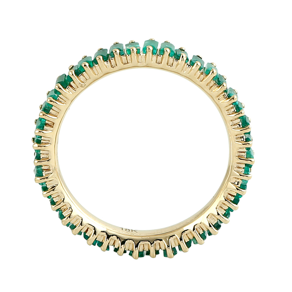 Baguette Emerald Eternity Band Ring in 18K Yellow Gold