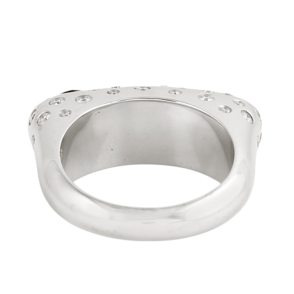 Blue Sapphire & Aquamarine Bezel Diamond Designer Ring in 14K White Gold