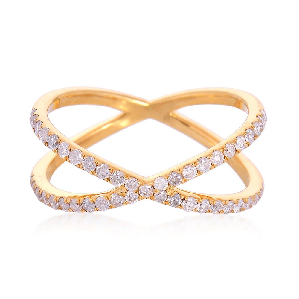 Diamond X Crossover Band Ring in 18K Yellow Gold