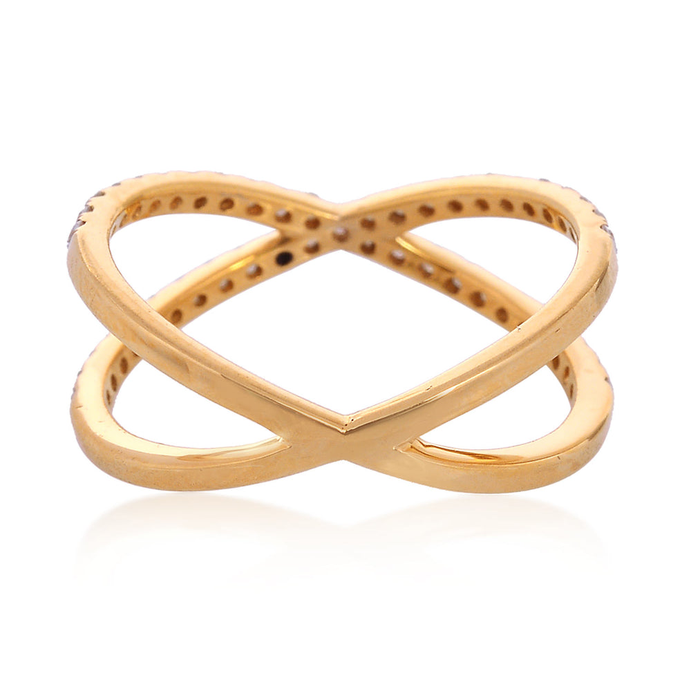Diamond X Crossover Band Ring in 18K Yellow Gold